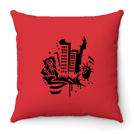 A New York City Design in graffiti style Throw Pillows