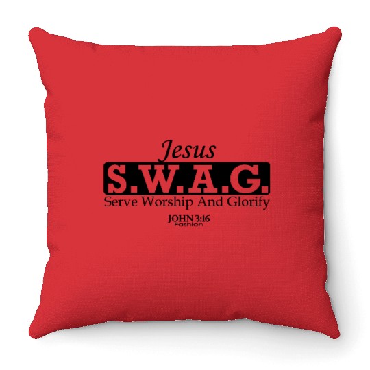 Jesus SWAG (Pink) Throw Pillows