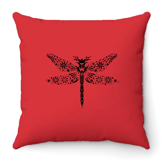 a dragonfly Throw Pillows