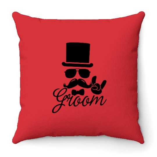Groom Wedding Marriage Stag do night bachelor Throw Pillows