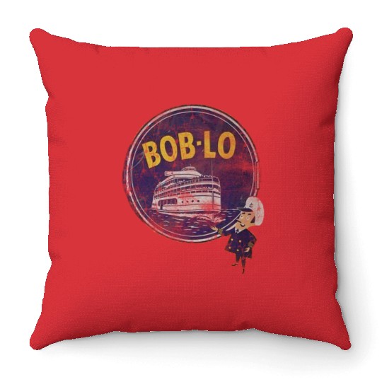 Vintage Retro Classic Cute Detroit Boblo Island Throw Pillows