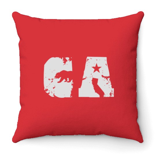 California Bear State Abbreviation Throw Pillows