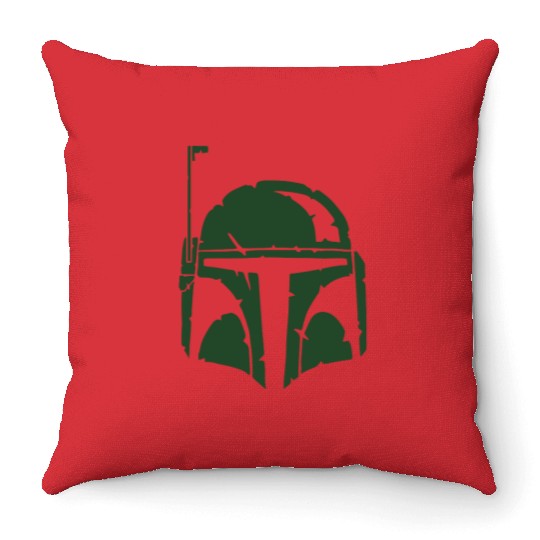 Boba Fett Helmet Worn Throw Pillows