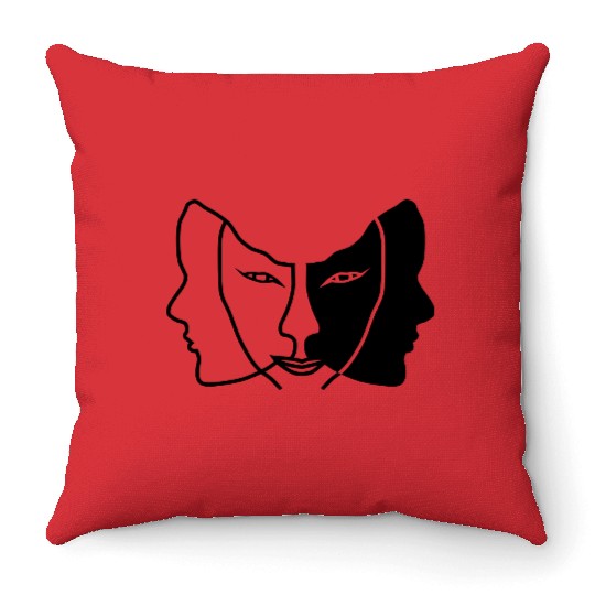 light dark face mask gemini Throw Pillows