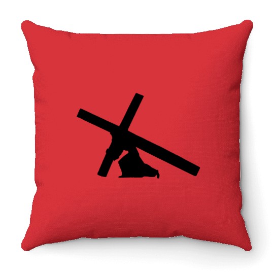jesus carrying cross 1c Throw Pillows