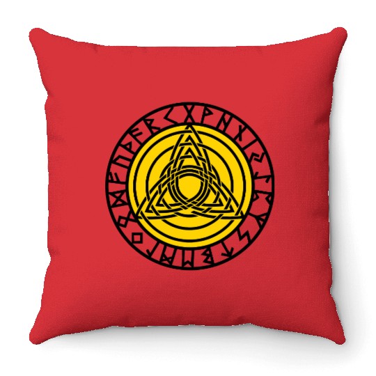 Triple Triquetra, Rune Circle, Trinity, Perfection Throw Pillows