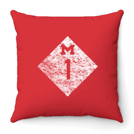 Distressed Classic M-1 Woodward Detroit Throw Pillows