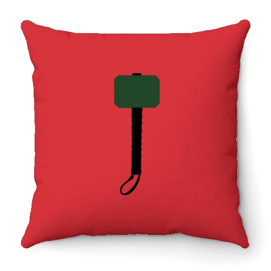 Thor Hammer Silhouette Throw Pillows