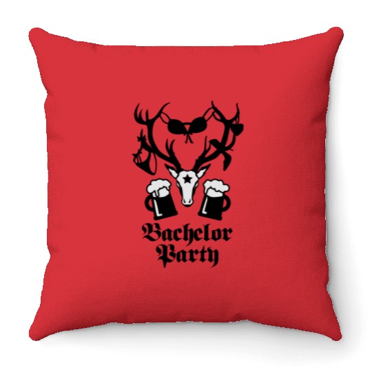 11 deer bachelor party fun funny love stag night Throw Pillows