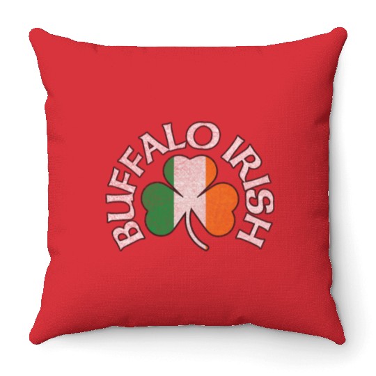 Buffalo Irish Shamrock Flag Clothing Throw Pillows