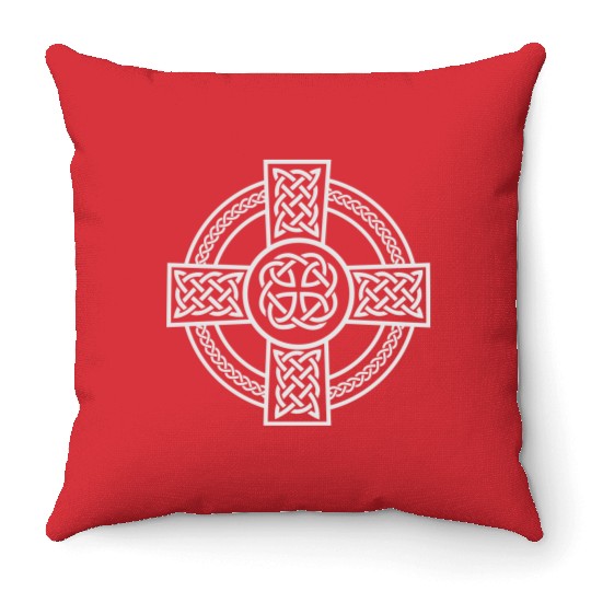 Celtic Cross Ireland Intricate Knotwork Design Throw Pillows