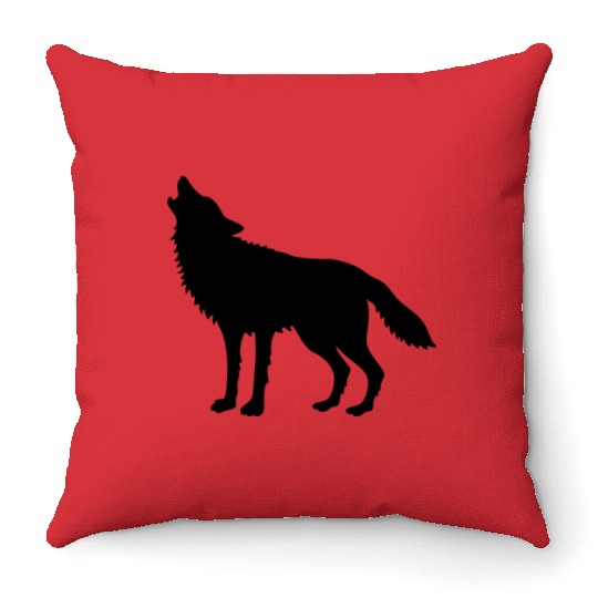Howling Wolf (Silhouette) Throw Pillows