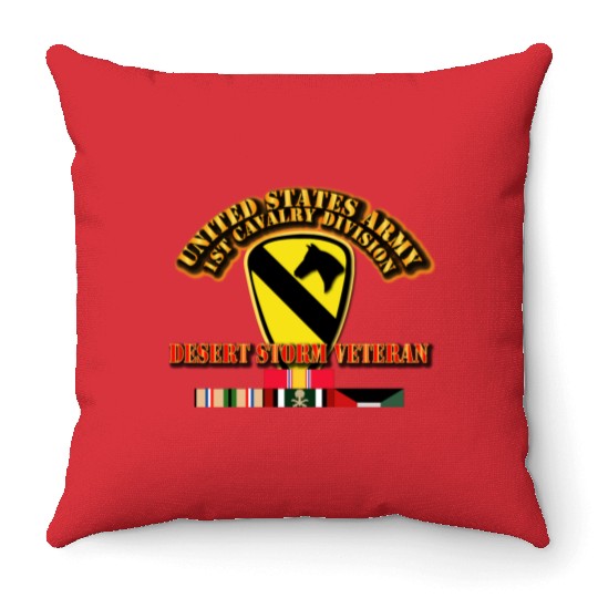 Army - 1st Cavalry Division - Desert Storm Veteran Throw Pillows