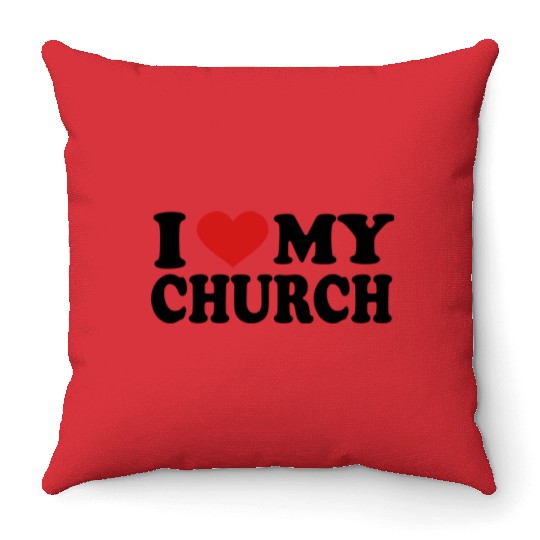 I Love my church Throw Pillows