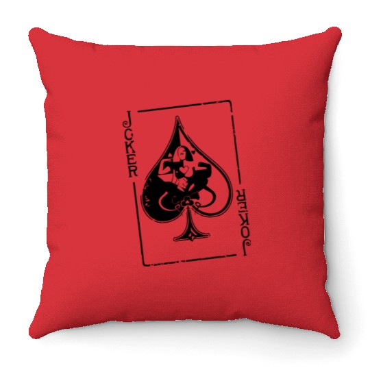 joker spade playing card Throw Pillows