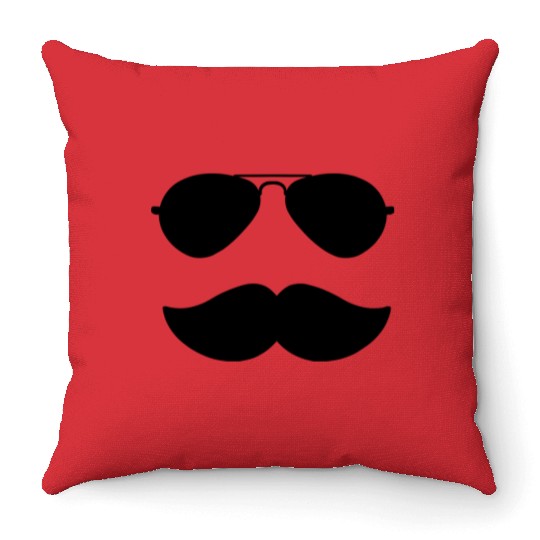 Aviators and Mustache - Father's Day - Movember Throw Pillows