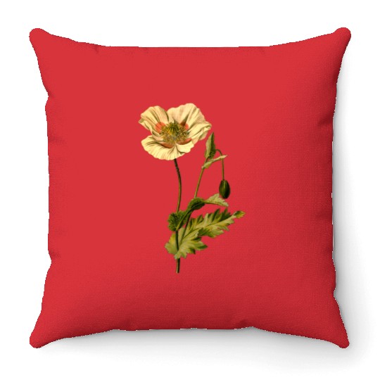 Opium poppy (detailed) Throw Pillows