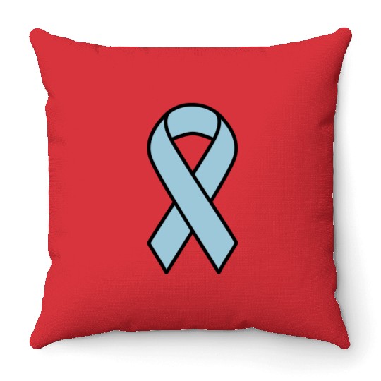 Light Blue Prostate Cancer Ribbon Throw Pillows
