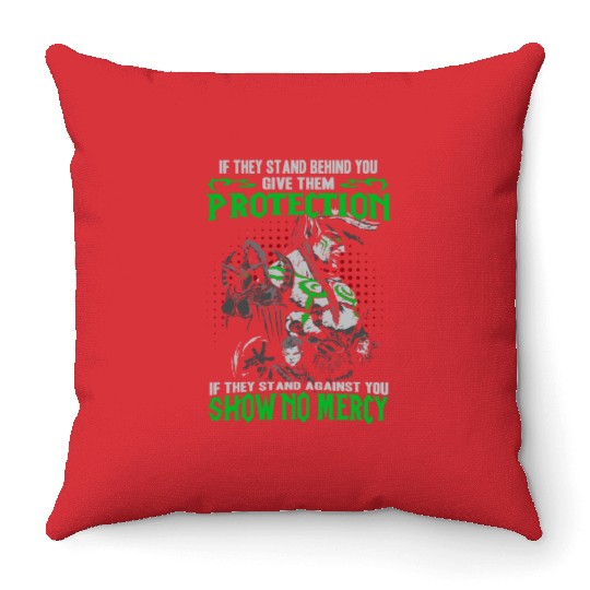 Warcraft-If they stand against you show no mercy Throw Pillows