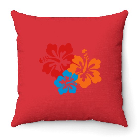 Icon Hibiscus Flowers 2b Throw Pillows