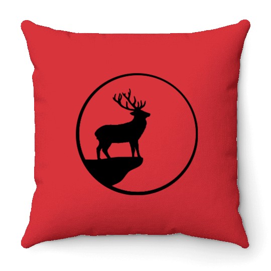 Black deer cliff moon sun rock night weir wolf cir Throw Pillows