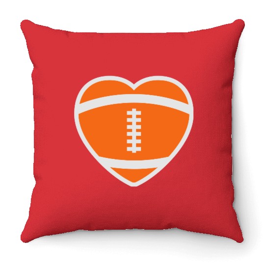 Football Rugby Heart Throw Pillows