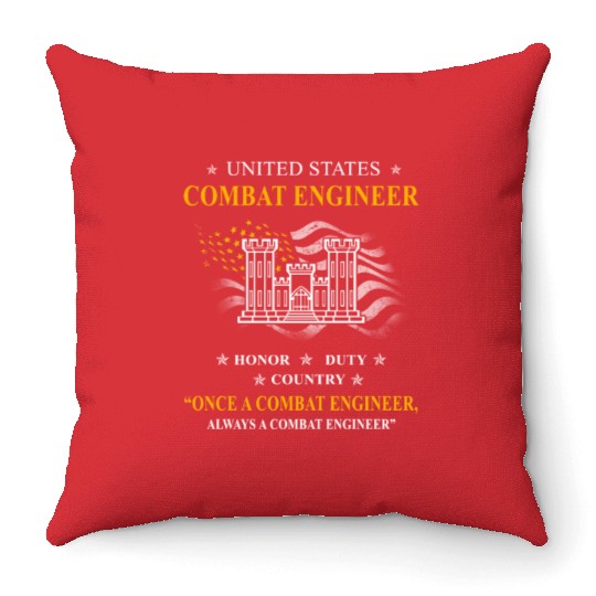 combat engineer, us army combat engineer, army com Throw Pillows