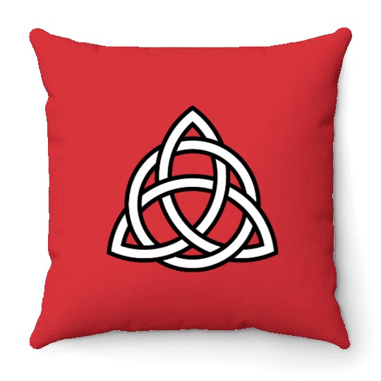 Triquetra circle interlaced irish white black Throw Pillows