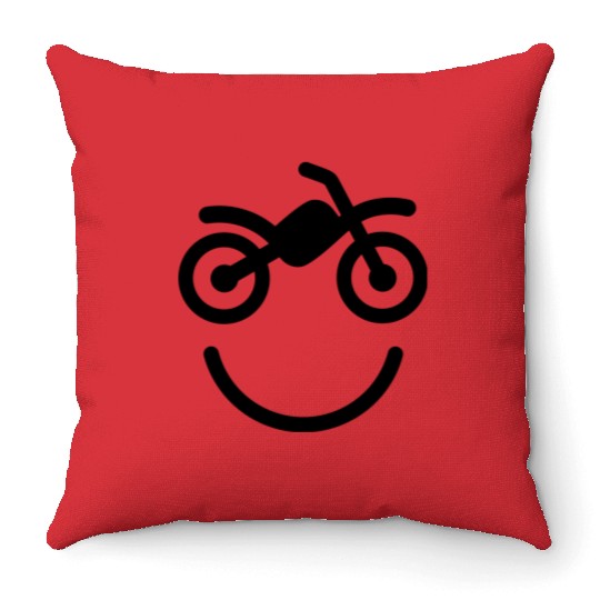 Happy off the road motocross smiley - motorcycle Throw Pillows