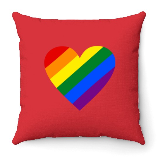 Rainbow Heart Throw Pillows