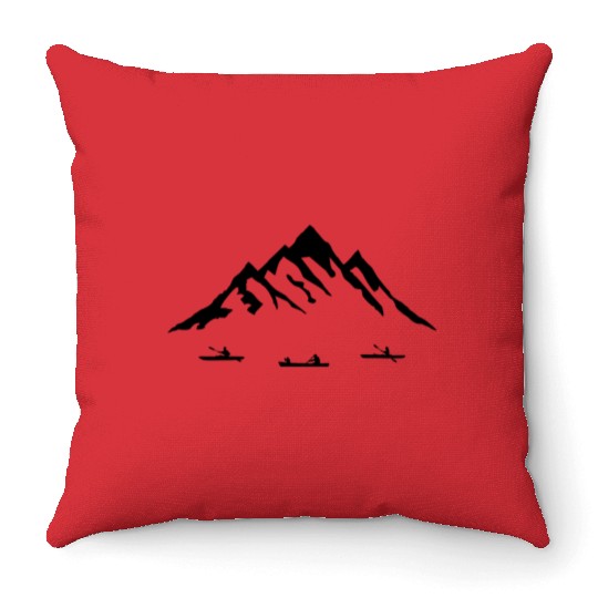 Canoe & Mountains Throw Pillows