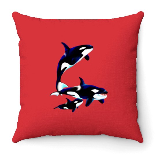 Orca Family Throw Pillows
