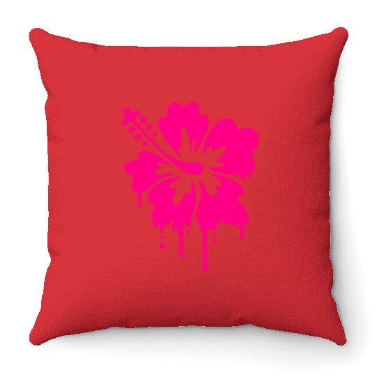 gladditudes Grunge Hibiscus Throw Pillows