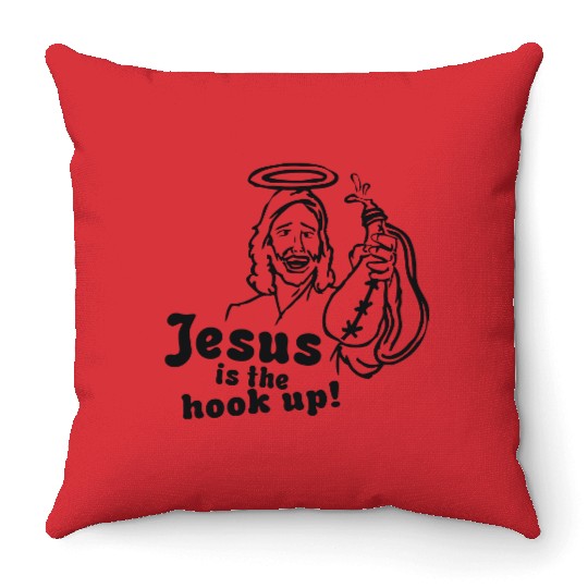 Jesus Hookup Throw Pillows