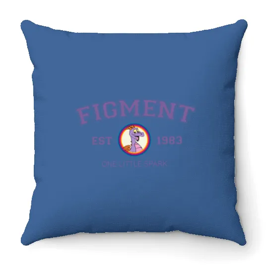 Disney Figment 2 Sided Print Throw Pillows Purple Dragon Throw Pillows , Figment Est 1983, One Little Spark Vintage Throw Pillows