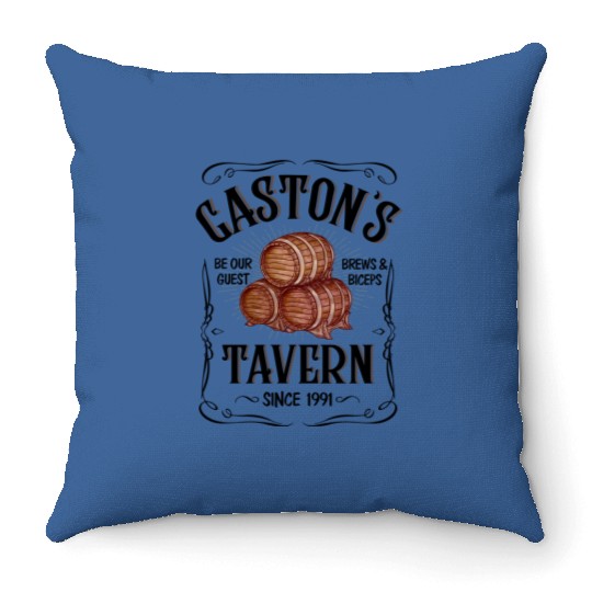 Beauty And The Beast Throw Pillows, Disney Gaston's Tavern Le Pub Throw Pillows, Father's Day Gift