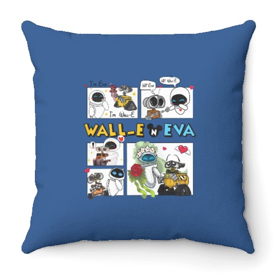 Disney Wall-E And Eva Vintage Throw Pillows, Disney Couples Throw Pillows, Magic Kingdom Holiday Couple Throw Pillows