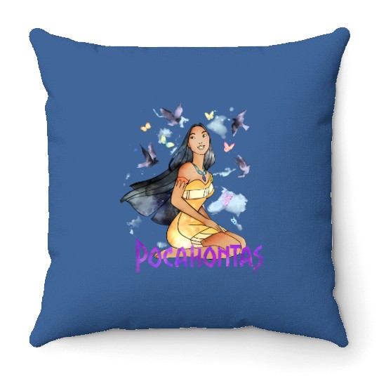 Disney Pocahontas Watercolors Of The Wind Graphic Throw Pillows