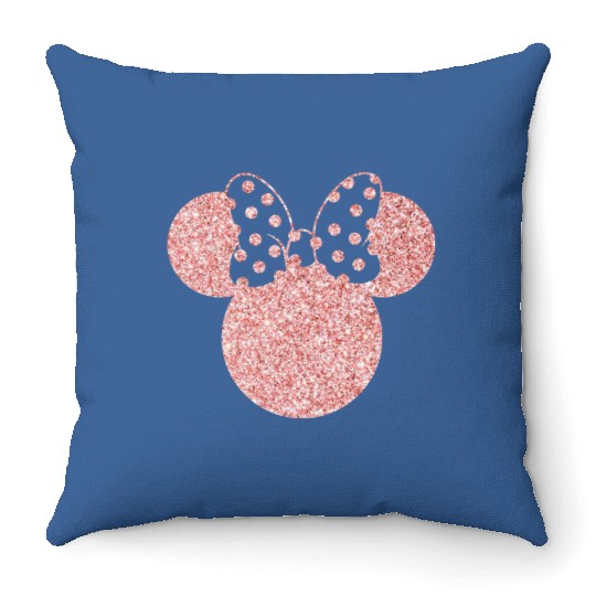 Disney Throw Pillows, Disney Ear Throw Pillows, Glitter Rose Gold Minnie