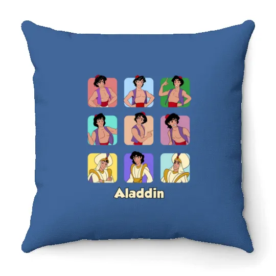 Disney Aladdin Moods Throw Pillows, Aladdin Portrait Characters Throw Pillows