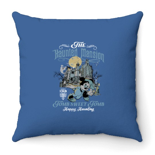 The Haunted Mansion Retro Throw Pillows, Vintage Disney Ride Throw Pillows
