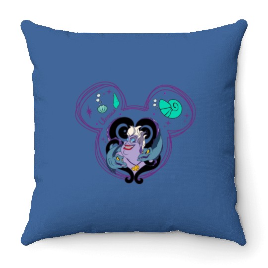 Ursula Throw Pillows, Villain Sea Queen, Disney Villain Mickey Head Throw Pillows, Little Mermaid Throw Pillows