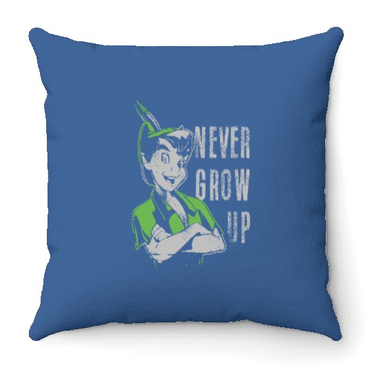 Disney Peter Pan Never Grow Up Vintage Portrait Throw Pillows, Magic Kingdom