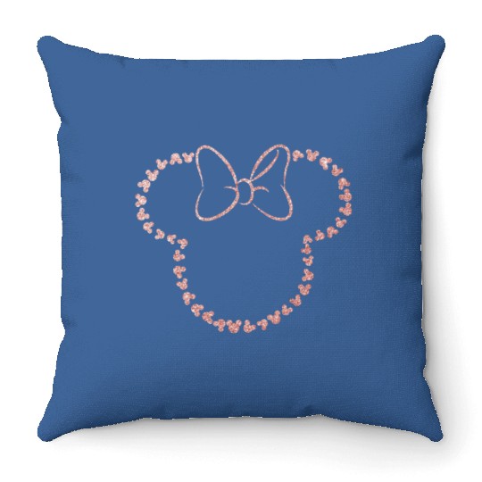 Glitter Rose Gold Minnie Throw Pillows, Disney Throw Pillows, Minnie Ear Throw Pillows