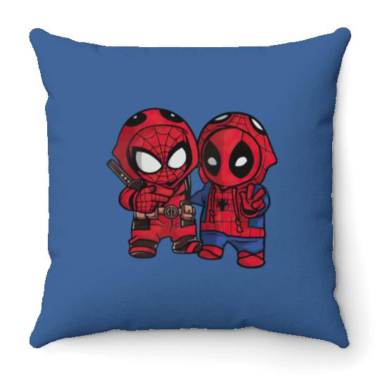 Marvel Spider-man And Deadpool Cosplay Cute Friends Unisex Throw Pillows, Disneyland Family Vacation