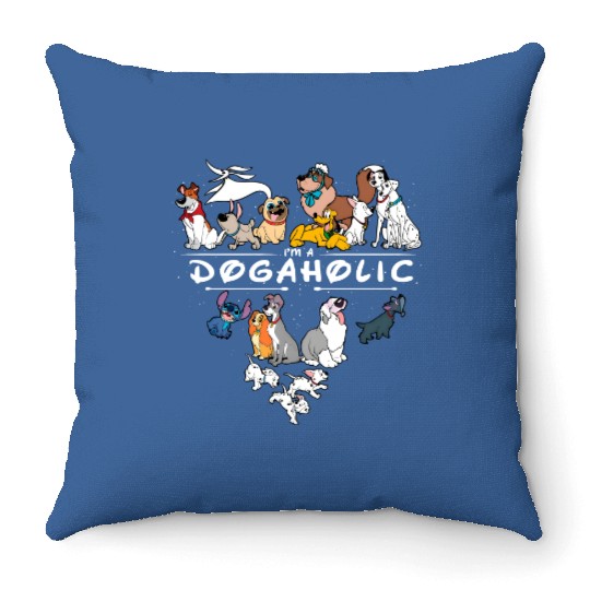 I'm Dog a Holic Disney Dogs Throw Pillows, Disney Pluto, Bolt Percy Dug Throw Pillows