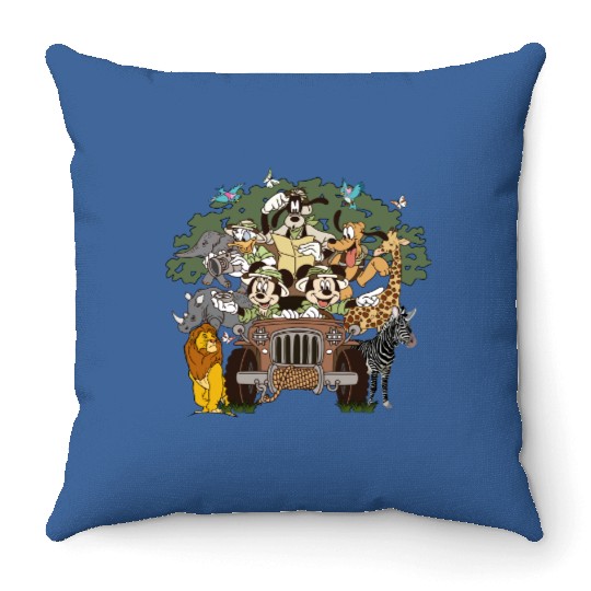 Disney Animal Kingdom Throw Pillows, Mickey & friends Safari Mode Throw Pillows, Vintage Disney Throw Pillows