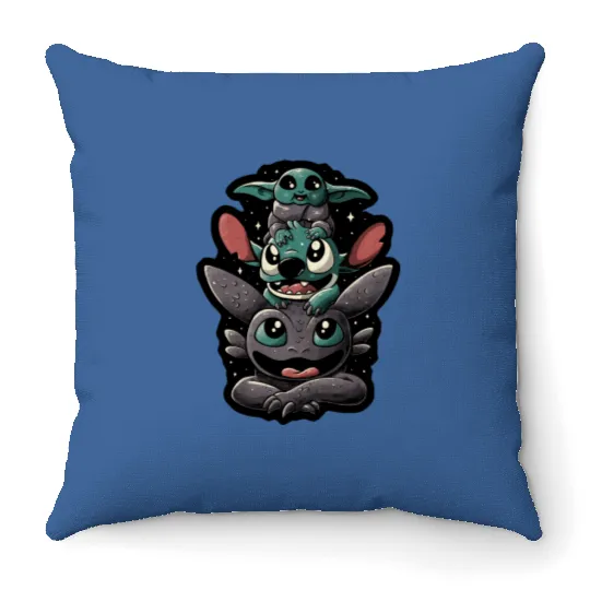 Disney Stitch and Toothless Throw Pillows