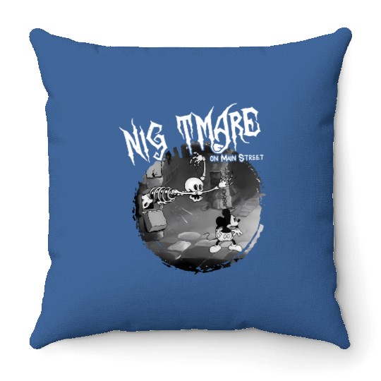 Vintage Disney Halloween Nightmare On Main Street Throw Pillows