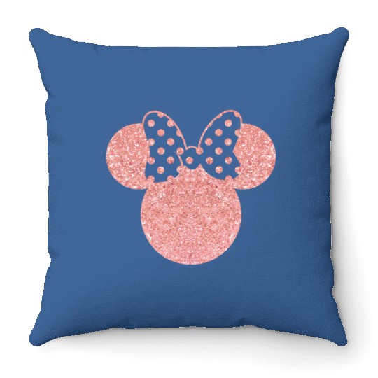 Disney Throw Pillows, Minnie Ear Throw Pillows, Glitter Rose Gold Minnie Throw Pillows, Cute Ear Throw Pillows